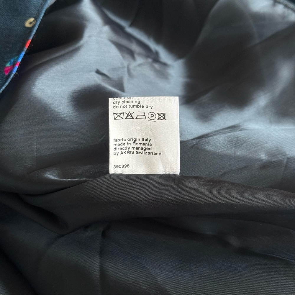 Akris Punto 100% Wool Midi Skirt Womens 10 A Line Blue Business Casual Designer - Picture 12 of 16